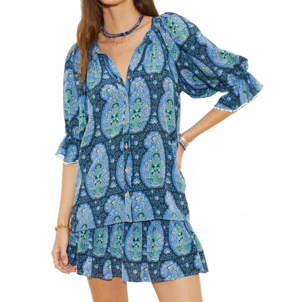 NEW BOTEH onda short sleeve blouse in blue paisley